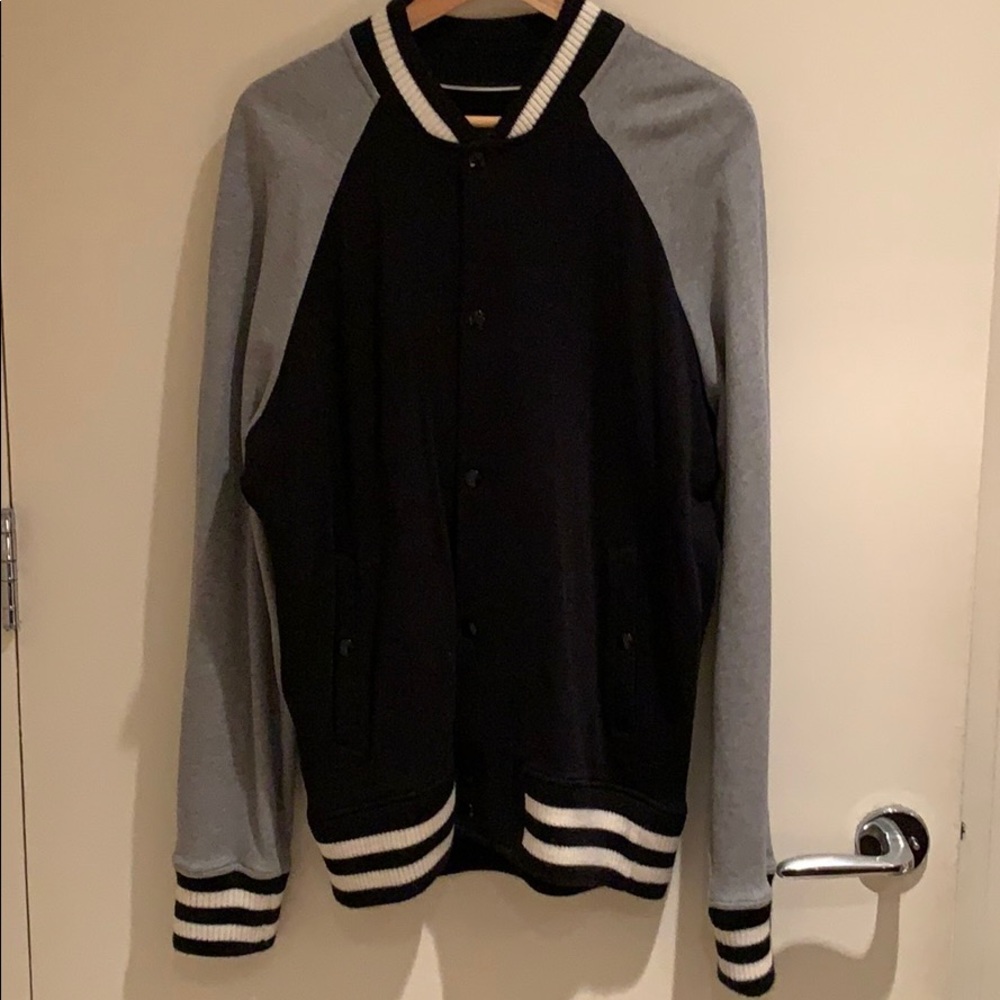 Rag & Bone Arden Varsity Jacket Black Gray Sz L - image 2